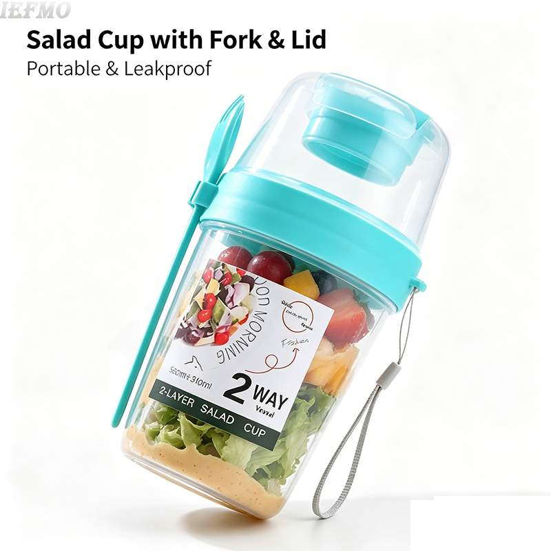 طقم وعاء سلطة محمول مع شوكة مد - مراجعة Meal Prep Yogurt Bowl وسعره